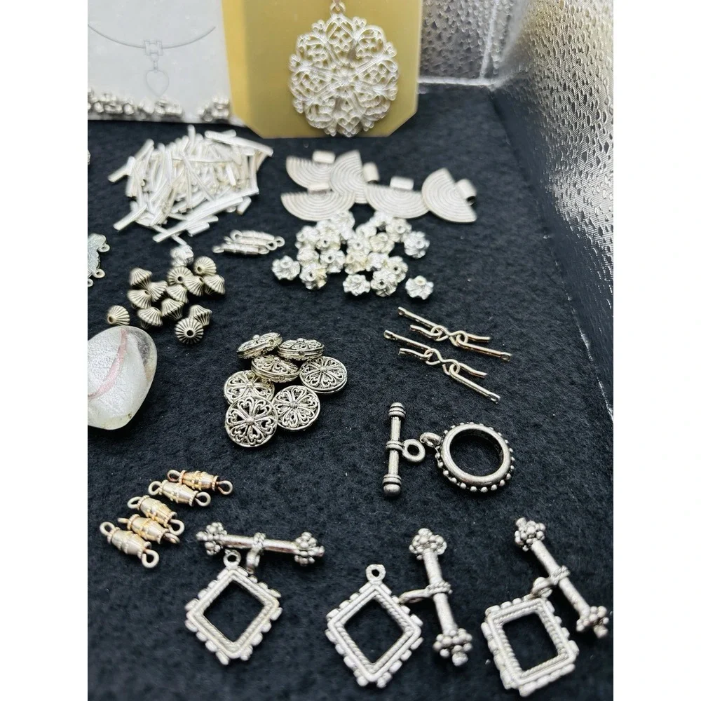 Lot Of New Jewelry Making Supplies Clasps Metal Cast Beads Dangle Loop Pendant